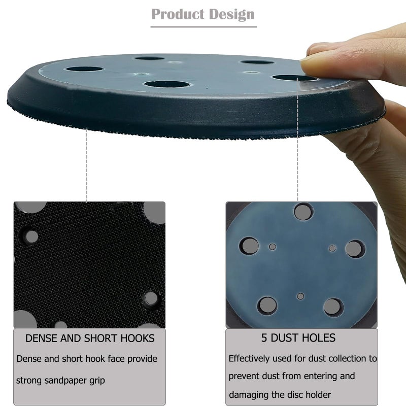 Tockrop 5-Inch Sander Pad for Porter Cable 333, 333VS Random Orbit Sanders - 5" 5 Hole Hook and Loop Replacement Sanding Pad for Wood-Working Automotive and Metalworking - Image 4
